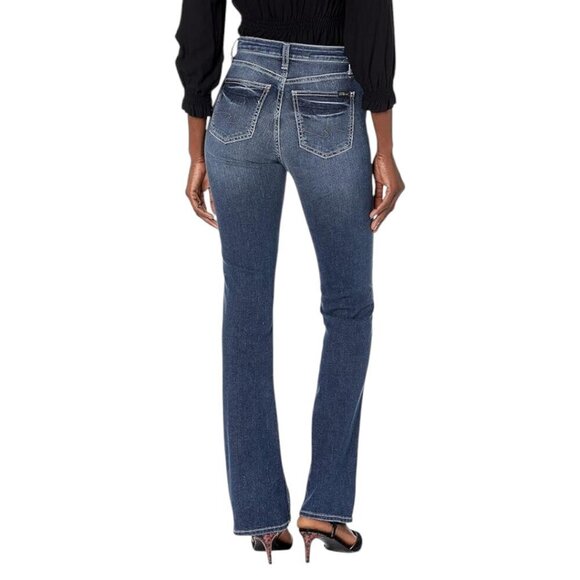 NEW Authentic by Silver Jeans The Curvy High Rise Bootcut Jean | Dark Denim - Picture 3 of 6